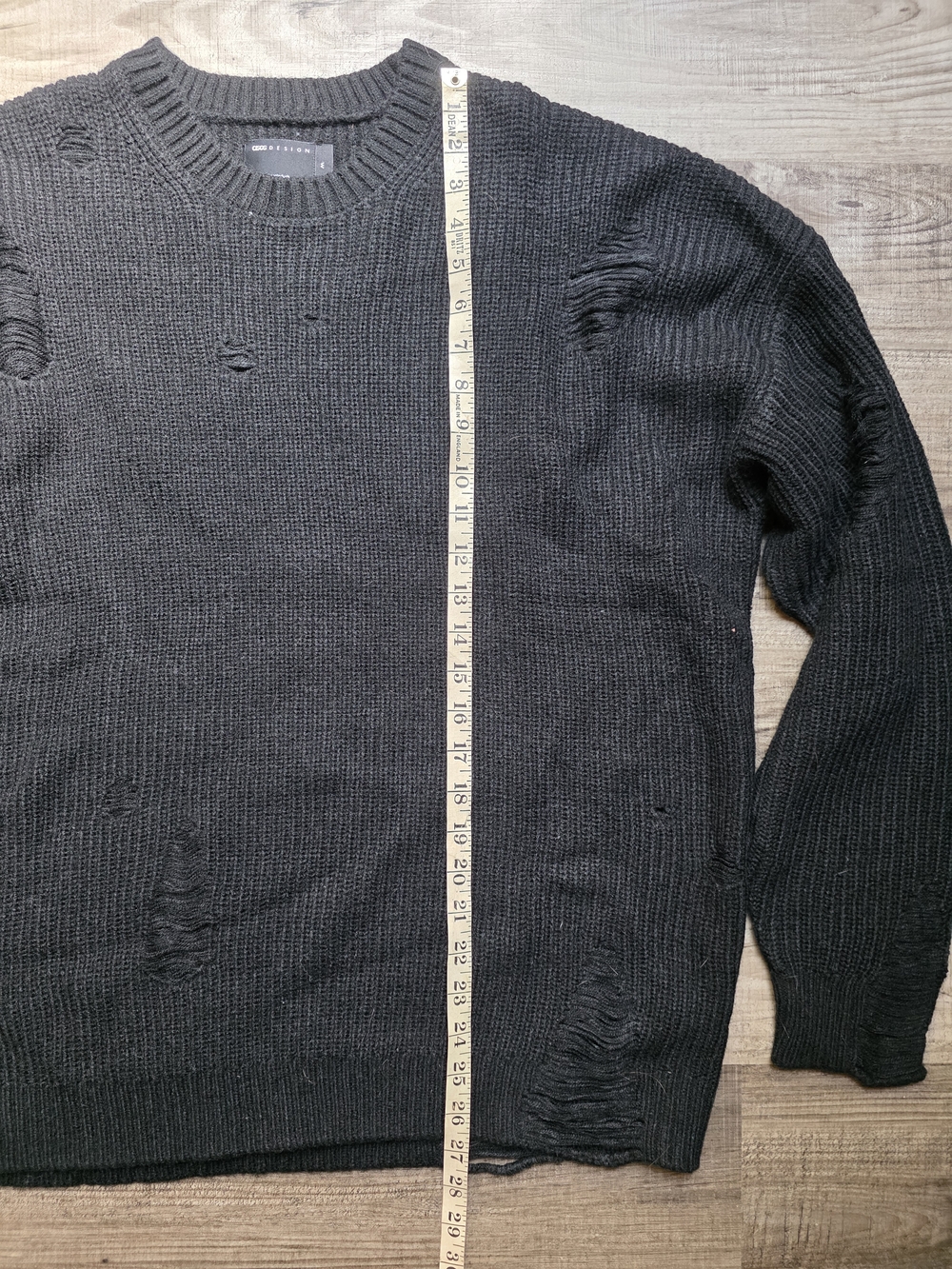 ASOS Men's Distressed Grunge Sweater In Black - Picture 6 of 9